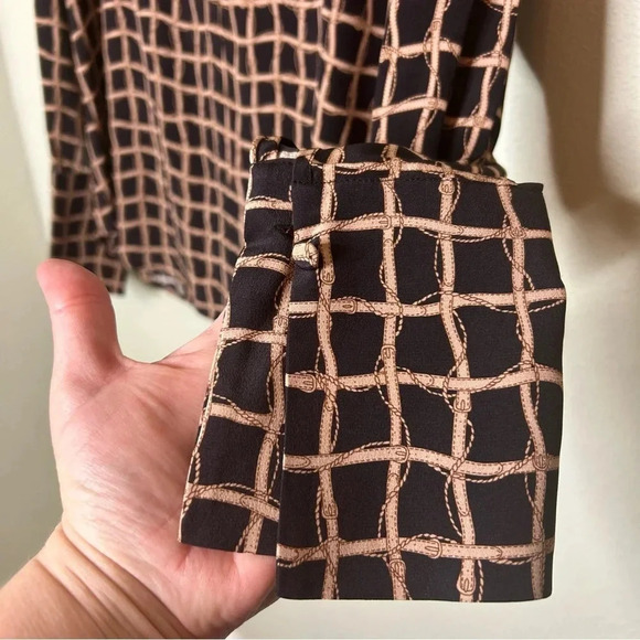 NWT Catherine Gee Equestrian Print Silk Blouse Size Small - Picture 8 of 9